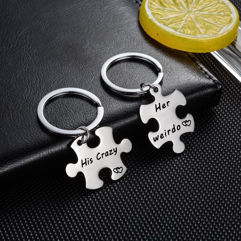 YEEQIN 2PCs His Crazy Her Weirdo Couples Keychains Set, Personalized Couples Jewelry, Gift for Boyfriend Girlfriend Lovers - Image 2